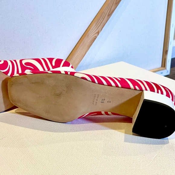 Tibi Hot Pink & White Swirl Canvas Square Toe Patent Leather Block Heel Sz 6.5 - Picture 5 of 5